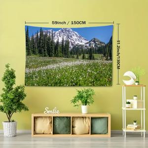 TEMU 산숲 초원 풍경 테이프스트리, 폴리에스터 니트 원단 벽걸이, 거실 침실 사무실 집 장식용, 자연 풍경 실내 테이프스트리 전기 없이, 무료 걸이 키트 포함