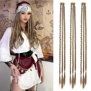 TEMU 브레이드 헤어 익스텐션, 3개 클립 인 헤어 익스텐션 베이비 브레이드, 1개 클립에 3개 브레이드 총 6개 브레이드, 22인치 긴 자연스러운 부드러운 합성 헤어피스 여성용