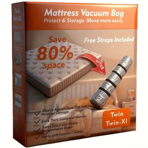 TEMU 라텍스 매트리스, 폼 매트리스 압축 가방, 누출 방지 밸브 및 더블 지퍼 밀봉이 장착된 특별한 진공 압축 보관 가방. 80%의 공간을 절약합니다. 매트리스 이동 도구로, 운송 및 보관에 편리합니다. 크기는 130cm * 250cm (풀/트윈엑스) / 200cm * 250cm (풀/퀸) / 240*250cm (킹/캘리포니아 킹)입니다.