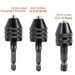 TEMU 3pcs 미니 키리스 드릴 찰크 0.3-8mm 자체 타이트한 전기 드릴 비트 콜렛 고정 도구 1/4