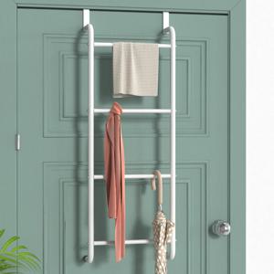 TEMU 후크가 있는 4단 문걸이 타월 랙, 드릴 없는 철제 욕실 정리대, 현대적인 스타일의 타월 및 액세서리용 매달림 수납대, 액세서리 랙 | 스타일 | 견고한 타월 홀더
