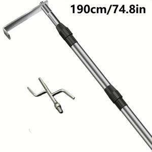 TEMU 1-세트 스테인레스 스틸 텔레스코핑 픽업 트럭 베드 그레버, 확장 가능한 손잡이가 있는 화물 리트리버 도구, 쉽게 트럭 베드에 접근할 수 있는 강력한 픽업 후크, 무거운 물체를 들어내고 이동하는 데 이상적, 픽업 트럭 액세서리| 텔레스코핑 핸들| 내구성 있는 구조, 픽업 트럭 액세서리