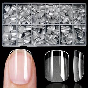 TEMU 600개 짧은 사각형 젤 네일 팁 - 투명, 부드럽고 반짝이는 인공 손톱, 아크릴 연장용, 전체 커버리지 프레스온 네일 아트, 네일 아트 용품 | 반짝이는 마무리 손톱 | 내구성 있는 네일 팁, 네일 케어