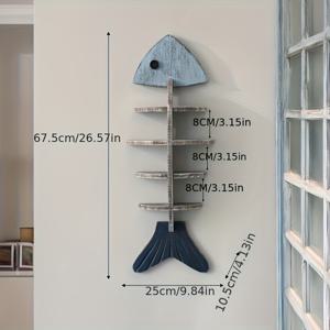 TEMU 1개 3D 장식 플라크 & 플라크, 26.77인치 벽 커버 벽 선반, 지중해 스타일 DIY 랙, 뉴 노르딕 스타일 물고기 뼈 프레임 나무 물고기 뼈 파티션 벽걸이 홈 데코, 크리스마스 장식, 2025 최고의 크리스마스 선물