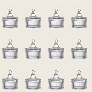 TEMU 12개 세트 유리 볼 캔들 홀더 - 다용도 약국 병 모양 뚜껑 포함, 욕실 액세서리 및 화장품 정리함, 면봉, 메이크업 스펀지, 사탕 보관 가능, 장식적 텍스처와 우아한 공예