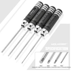 TEMU RC 항공기 모델을 위한 6각 스크류 드라이버 4pcs 세트, 고속 강철 블레이드, 알루미늄 합금 비슬 핸들, 수동 스크류 드라이버 세트, 전기 없음, RC 자동차, 드론, 다축 , 트랙사, 아르마, 아크실, 로시, 레드캣 레이싱 수리 도구에 적합합니다.