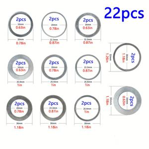 TEMU 22개 앵글 그라인더 내부 홀 개스킷 - 11가지 혼합 모델 변형 지름 어댑터, 안전한 고정 및 누수 방지용 고품질 소재, 전문가 & DIY 앵글 그라인더 액세서리, 다목적 파워 툴 액세서리, 메탈릭 마감