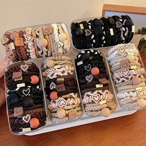 TEMU 30pcs 여름 히트 헤어 타이, 브라운 커피 컬러 조합 헤어 로프, 고 탄성 타이 헤어 포니테일 홀더, 내구성 있는 간단한 헤어 링 헤드밴드