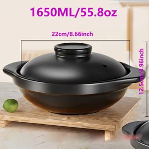 TEMU 1개 세라믹 건조 튀김 냄비 뚜껑 포함 - 두꺼운 내열성, 간편한 세척, 가정 및 레스토랑용 다용도 찜 냄비, 골드 트림, 완벽한 주방 조리 기구, 레스토랑 조리 냄비 | 고급스러운 주방용품 | 내구성 좋은 세라믹 냄비