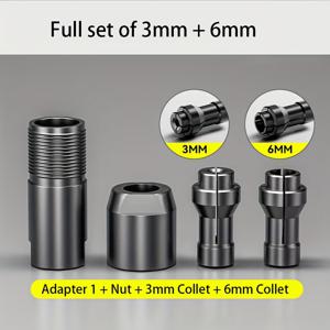 TEMU 100타입 그라인더 어댑터 - 6mm 및 3mm 다기능 변환기, 전원 불필요, DIY용, 연마 및 폴리싱 도구에 적합, 직각 척, 내구성 강한 금속 구조