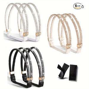 TEMU 6개 세트 라인스톤 노타이 신발끈 - 미끄럼 방지 스트레치 멀티컬러 헤어 타이, 여성용 고급 힐 액세서리, 정장 및 웨딩 파티 필수품, 신발 끈, 세련된 디자인, 고품질 제작, 파티 웨어