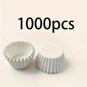 TEMU 1000개 미니 논스틱 베이킹 컵 - 화이트 & 브라운, 내열성, 오일 방지, 컵케이크·쿠키·초콜릿용 - 할로윈, 크리스마스, 발렌타인데이, 졸업식 파티, 홈베이커를 위한 스타일리시 디저트 용품, 식품안전 소재, 쿠키 라이너