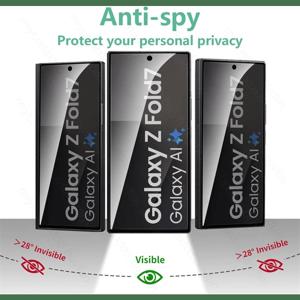 TEMU 4 in 1 세트, 개인 정보 보호를 위한 2개 세트의 안티 피킹 완전 커버 Hydrogel 필름 + 2개 세트의 9H 경도 방지 Tempered Outer Screen 필름, for Samsung for galaxy Z Fold 7/Z Fold 6/Z Fold5/Z Fold 4/Z Fold 3 스크린 프로텍터에 적합합니다.