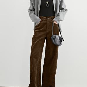 TEMU 2025년 신상 여성용 하이웨이스트 두꺼운 플레어 팬츠, 가을/겨울용 - 경사 포켓 포함, 우아하고 다용도, 캐주얼 및 정장에 적합