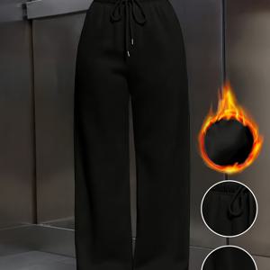 TEMU 우아한 두꺼운 겨울 바지 - 단색 / 기타 색상 가능 - 튼튼한 보온 바지, 조절 가능한 허리밴드 - 세탁기 사용 가능 & 주름 방지 - 정장 및 일상용 겨울 바지 - 네이비, 그레이 색상 가능, 여성용 바지, 와이드 레그 바지, 슬랙스 바지, 배기 바지, 스퀘어 바지|냉장고바지|바지|원단