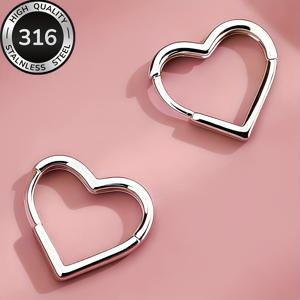 TEMU 고품질 스테인리스 스틸 여성용 귀걸이, 편안한 착용감, 세련되고 다용도, 심플한 패션 하트 드롭 댕글 - 데일리 또는 파티용, 발렌타인데이 선물로 완벽