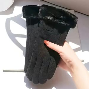 TEMU 1켤레 여아용 겨울 야외 따뜻한 장갑, 플리스 안감, 풀 핑거 디자인 (걷기 & 사이클링용), 손세탁 가능, 가을/겨울에 적합, 추수감사절 선물, 겨울 장갑, 추운 날씨 장비, 세련된 장갑 디자인, 부드러운 질감의 장갑