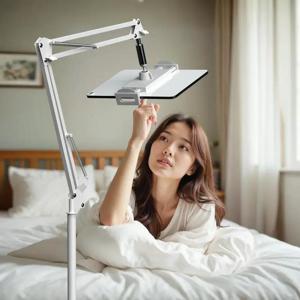 TEMU 높이 135cm, 태블릿 라이브 스트리밍 및 TV 프로그램, 야외 라이브 스트리밍을 위한 12~25cm 레이지 플로어 스탠드에 적합, 금속 바닥 장착 캔틸레버 폰 스탠드, 리프팅 및 접이식 다기능 스탠드, 라이브 스트리밍 폰 스탠드, IPad 및 태블릿용 범용 스탠드, 바닥 장착 암 스탠드