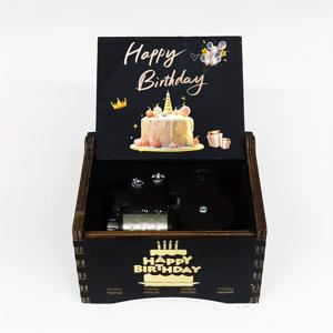 TEMU 1개 수제 목재 빈티지 레저 각인 풍선 음악 상자 - 생일, 크리스마스, 새해 선물용 재활용 나무 데스크탑 장식품, 전기 필요 없음, 사무실 및 홈 오피스 장식, 축하 디자인