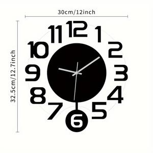 TEMU 1개, 현대적인 투명 원형 벽시계, 조용한 스윙 기능, 배터리 구동, 틱 소리가 없는, 거실, 사무실, 침실, 집 장식에 적합. (배터리 미포함)|시계|벽시계|벽시계