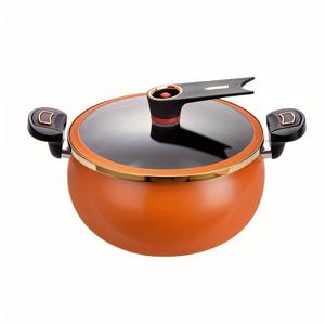 TEMU 8L 대용량 논스틱 인덕션 호환 뚜껑 포함 수프 냄비 - 튼튼한 구조, 간편한 세척 디자인, 논스틱 표면 & 균일한 열 분산을 위한 견고한 블랙 베이스, 대용량 수프 냄비용