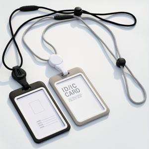 TEMU ID 카드 홀더가 있는 양면 투명 리트랙터블 랜야드 - 기업, 비즈니스 및 전시용 양방향 착용 가능한 작업 배지, 내구성 있는 PP 소재, 블랙 & 화이트 디자인, 직원 ID 카드, 명함 홀더, 세련된 액세서리, 견고한 구조, 배지 홀더, 직원 ID 목걸이, 남성용 카드 홀더|남자목걸이