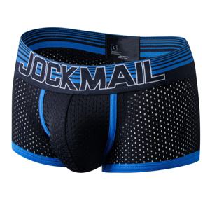 TEMU 1pc JOCKMAIL 통기성 나일론 메쉬 로우 웨이스트 박서 브리프, 대비되는 색상, 일상적인 캐주얼 스포츠 남성 속옷 반바지 트렁크