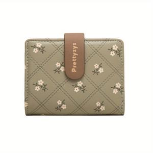 TEMU 플라워 패턴 쇼트 지갑, 플랩 퀼트 동전 지갑, 캐주얼 폴더형 신용카드 케이스