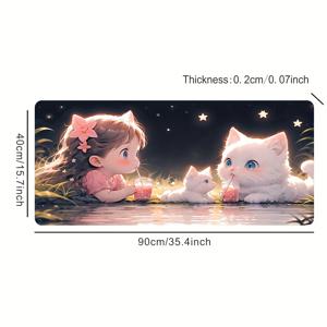 TEMU 귀여운 애완동물 패턴, 두꺼운 천연 고무, 미끄럼 방지 테이블 매트, 컴퓨터 키보드 마우스패드, 게이밍 마우스패드, 남자친구 선물용, 동물 캐릭터 캣 패턴 마우스패드