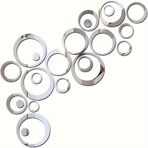 TEMU 24P 거울 벽 스티커, 아크릴로 제작된 3D 원형 디자인, 분리 가능하고 자체 접착제, 거실과 침실을 장식하기에 적합합니다.