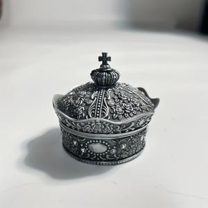 TEMU 1개 빈티지 보석함, 레트로 크라운 디자인 소품 보관함, 금속 귀걸이/목걸이/반지 보관 케이스, 여성을 위한 기념품 선물 상자