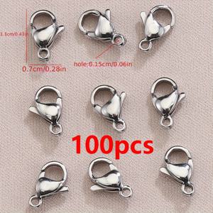 TEMU 100개 11/12mm 등급 A 304 스테인레스 스틸 게잡이 클래프, 목걸이 및 팔찌용 보석 고정 후크 클래프, DIY 공예 및 액세서리용 견고하고 안전한 닫힘