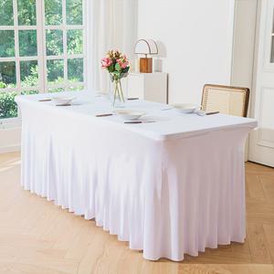 TEMU 1개 우아한 화이트 & 핑크 테이블 러너, 러플 엣지 - 6피트 직사각형 폴리에스터 테이블보, 결혼식, 연회 및 파티용, 기계 제작, 식사 및 이벤트 장식에 완벽, 웨딩 테이블 장식 | 러플 테이블 러너 | 폴리에스터 원단, 웨딩 테이블 장식