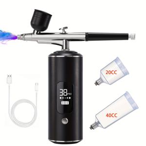 TEMU 에어브러쉬 네일 아트 컴프레서 휴대용 에어브러쉬 네일 폴리시 컴프레서 네일 아트 케이크 페인팅 크래프트 에어브러쉬 컴프레서, 미식가 음식 모델 에어브러쉬 페인터, 전문 소독 스프레이, 소독 스프레이. 정전기 초저압 분무기 및 무선 휴대용 나노 스팀 건