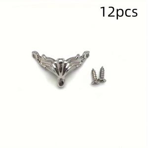 TEMU 12개 앤틱 아연 합금 장신구 상자 다리 나사 포함, 금속 마감 목재 상자 모서리 장식, 가정 리모델링을 위한 가구 하드웨어