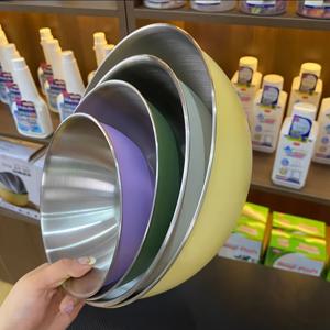 TEMU 1세트 4개 스테인리스 스틸 샐러드 볼, 다양한 색상 및 사이즈의 대형 수프 & 면 요리용 그릇 세트, 주방용 다기능 조리·베이킹·식사 필수품