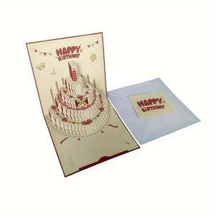 TEMU 3D 생일 카드, 입체 케이크 촛불 모양, 생일 축하 카드, 할로윈, 크리스마스 행사 & 파티 용품 할로윈&크리스마스 생일 파티 선물