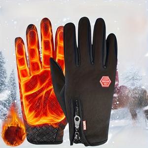 TEMU 남녀 공용 터치스크린 기능성 겨울 스키 장갑 - 보온 사이클링, 스키, 러닝, 헬스 - 전면 커버, 지퍼 잠금 - 추운 날씨 스포츠 및 캐주얼용으로 적합 - 발렌타인데이 선물, 겨울 장갑