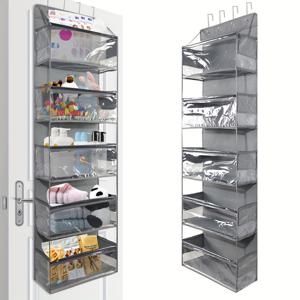 TEMU 1개 헤비 듀티 문걸이 정리함, 5개의 대형 포켓 및 4개의 후크 - 욕실, 식료품 저장실, 침실용 폴리에스터 걸이 수납 - 미완성, 옷, 장난감, 기저귀용 독립 옷장 정리