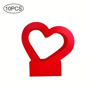 TEMU 10개 하트 모양 선물 가방, 빈 사랑 꽃 토트 박스, 명절 선물용 축제 꽃 포장 종이 가방, 꽃 |축제 장식|판지 구조|토트백