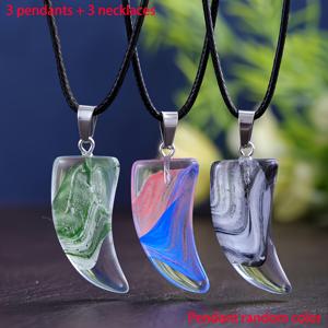 TEMU 6pcs 늑대 이빨 펜던트 목걸이 달팽이 펜던트 조절 가능한 가죽 목걸이 끈, 호른 장식 DIY 목걸이 보석 만들기, 완벽한 휴일 선물 선택 (3pcs 펜던트 + 3pcs 목걸이 체인 + 보관 가방) 무작위 색상