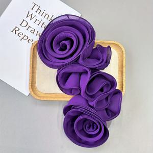 TEMU 핸드메이드 3D 플로럴 어플리케, 유럽 스타일 메쉬 패브릭 플라워 브로치 - DIY 웨딩드레스 및 가운 액세서리, 유럽풍, 메쉬 패브릭