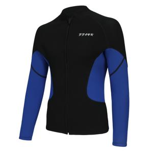 TEMU 남성용 웨트슈트 탑, 3mm 네오프렌 자켓 프론트 지퍼 긴팔 수영 서핑 워터 스포츠, 중간 신축성 두꺼운 보온 블루 + 블랙 아우터웨어