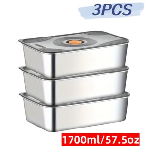 TEMU 2가지 사이즈 1100/1700ml 조합 스테인리스 스틸 식품 보관 용기, 밀봉 뚜껑 - 누수 방지, 쌓을 수 있는 신선도 상자, 고기, 과일, 채소, 야외 피크닉 사용, 재사용 가능, 냉동고 안전, 직사각형 모양, 클립온 클로저, 다목적 주방 및 식사 정리, 피크닉 필수품|쌓을 수 있는 용기|내구성 있는 식품 보관, 식품 보관 용기