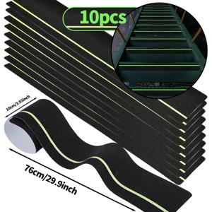TEMU 밤에 안전한 테이프 - 5/10개 베이스먼트 계단, 야외 데크 등에 사용할 수 있는 미끄럼 방지 스트립 - 금속, 나무, 콘크리트 표면에 적합, 3.9인치 x 24인치 - 야간 안전, 야외 계단 안전에 이상적 - 높은 시각성 디자인, 독성이 없는 테이프