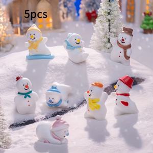 TEMU 예술 장식 수지 만화 캐릭터 5개 세트 - 미니어처 눈사람과 친구들 수집품, 모든 종류의 방에 적합, 크리스마스와 데이 장식에 완벽, 정교한 인형의 집 액세서리, 전기 필요 없음, 크리스마스, 할로윈 장식, 가을 홈 데코 수집 피규어