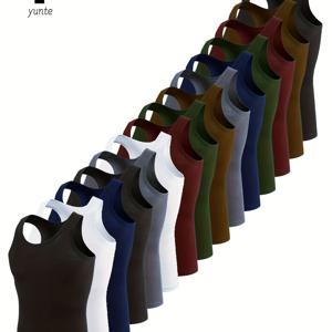 TEMU 15개 혼합 컬러 패키지 조끼: 블랙, 화이트, 네이비, 차콜, , 아미 그린, 카키, 그레이, 네이비, 아미 그린, , 카키, 블랙 - 패셔너블, 통기성, 편안함, 빠른 건조 스포츠 및 피트니스 조끼, 캐주얼 솔리드 컬러 탑, 남성 여름 의류, 남성 조끼 탱크탑, 운동복,헬스웨어,민소매 탑,패셔너블 조끼,경량 소재,통기성 원단,민소매 셔츠