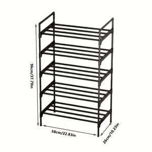 TEMU 5단 블랙 금속 욕실 정리대 - 조절 가능 및 스태킹 가능한 타월, 화장품, 옷걸이용 독립형 수납 선반 - 내구성 강한 철제 프레임 (8~12mm 파이프), 공간 절약형 욕실 정리대 | 모던 욕실 데코 | 철제 프레임 랙, 욕실 정리 및 보관 용품