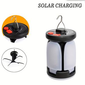 TEMU 초강력 태양 및 USB 휴대용 랜턴 - 접이식, 휴대용 텐트 조명 6가지 모드, 전원 은행 표시기, 캠핑, 야외 모험, 정원 사용에 적합, 캠핑 액세서리, 배터리 없음|보조배터리|캠핑랜턴