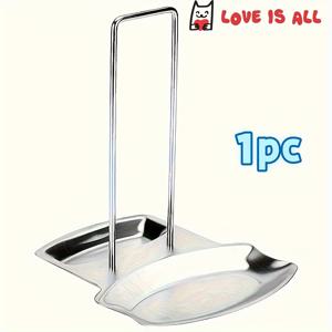 TEMU 1개 금속 냄비 뚜껑 거치대, 국자 거치대, 작은 그릇 거치대, 식기 보관 랙, 숟가락 거치대 - 분리형 냄비 뚜껑 랙, 물받이 트레이 포함, 1-4pcs 기본 주방 액세서리